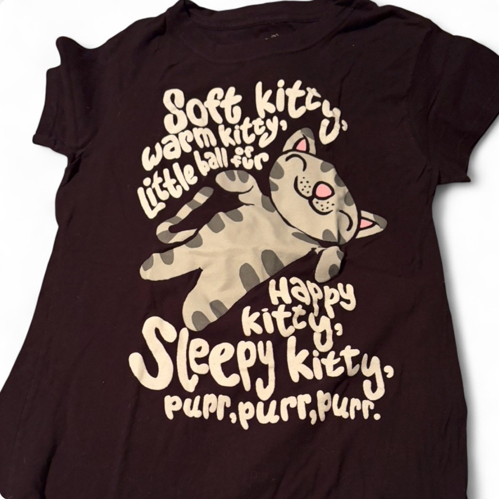 Soft Kitty Graphic Tee - Black - Kids